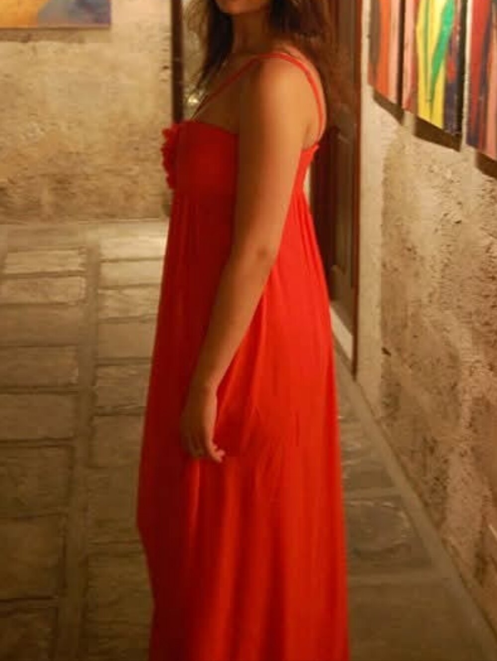 BCBG Max Azria Coral Chiffon Ruched Maxi Gown - Picture 15 of 15